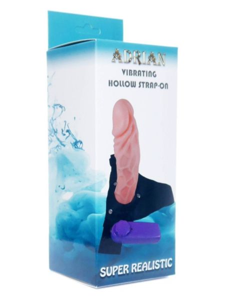 Sztuczny penis na szelkach strap-on wibrujący 16cm - 11